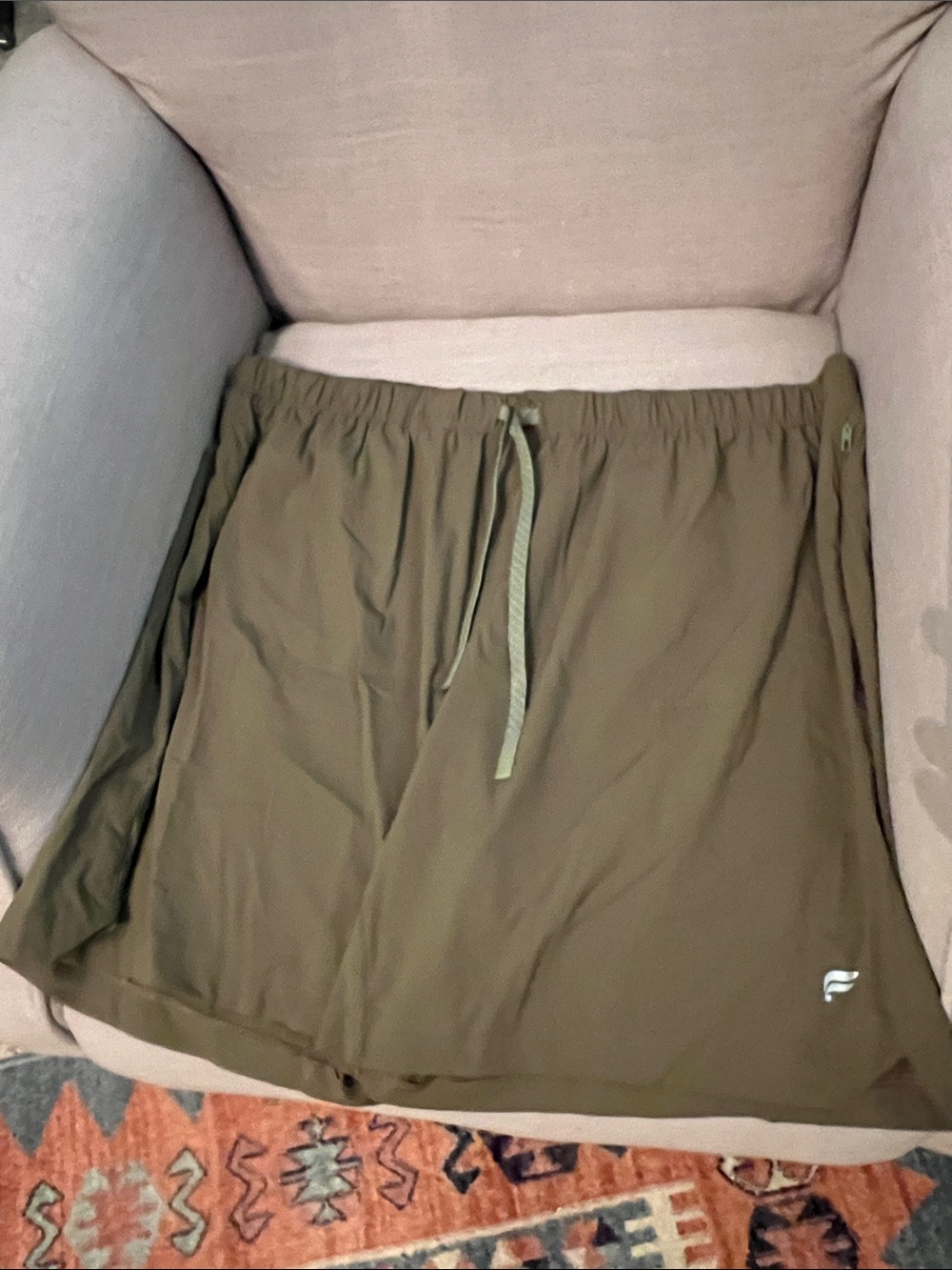 Fabletics Olive Green Men's Athletic Shorts with Drawstring